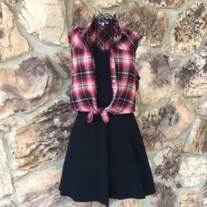 Emerald Sundae tank dress w/attached flannel vest
